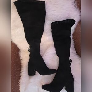 Over-the-Knee Faux Suede Block Heel Boots